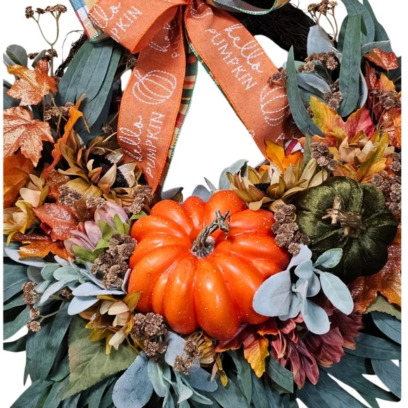 Hello Pumpkin fall wreath - Picture 5 of 9
